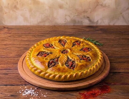 Пирог с мясом и томатами